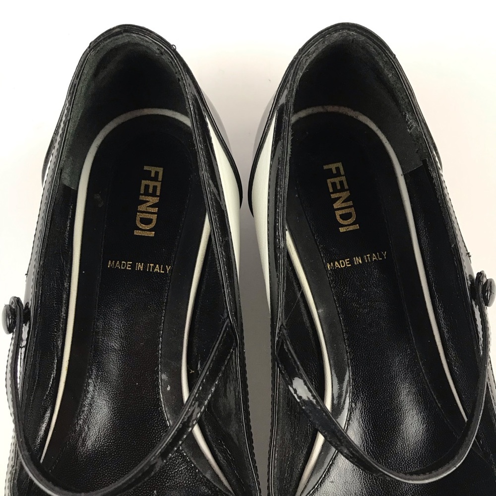 FENDI Vintage White Cap Toe Mary Jane Ballet Flats - Picture 8 of 13